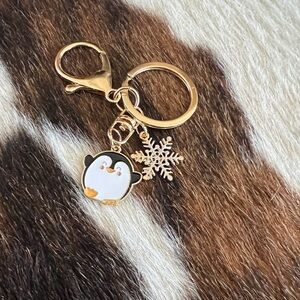 Penguin and Snowflake Keychain or bag charm